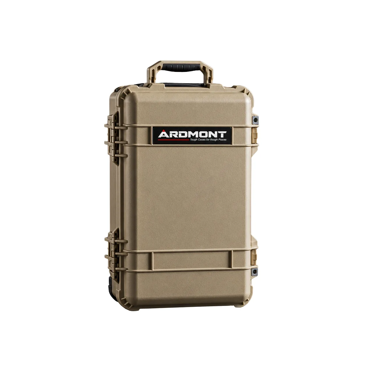 Ardmont Tan Hard Protective Case with Wheels Tan Ardmont hard protective case with handle, latches and wheels on a white background